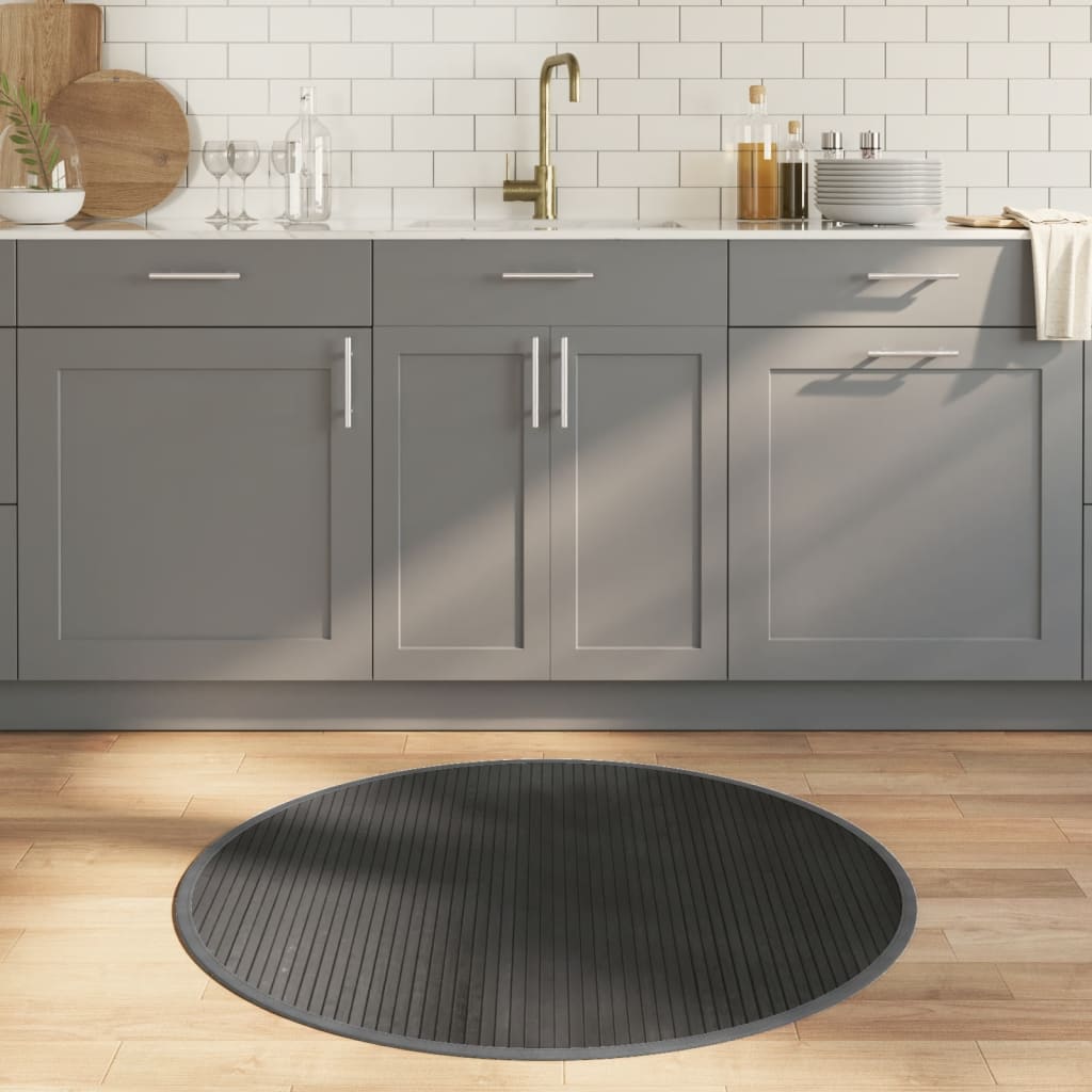 JUNG Vida Teppich Rund Grau 100 cm Bambus