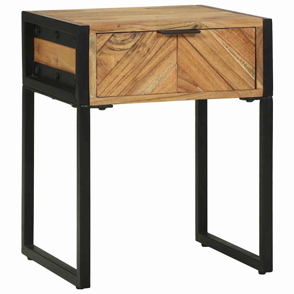 JUNG Vida Nachttisch Braun 40 x 35 x 50 cm Massivholz Akazie und Metall