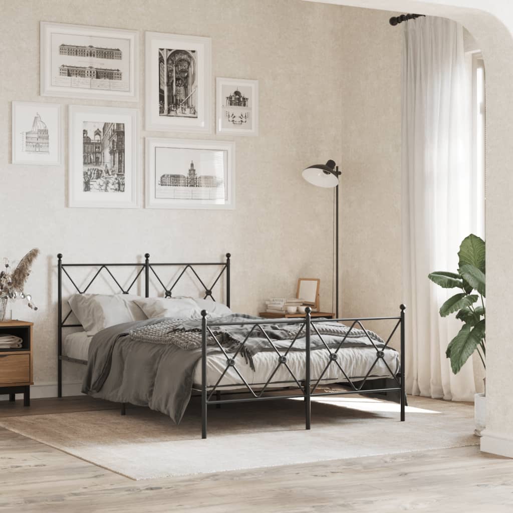 JUNG Vida Bettgestell mit Kopf- und Fußteil Metall Schwarz 120x190 cm