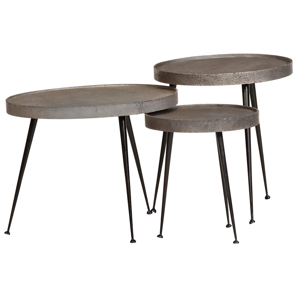 JUNG Vida Couchtisch 3 Stk. Silbern Holzwerkstoff