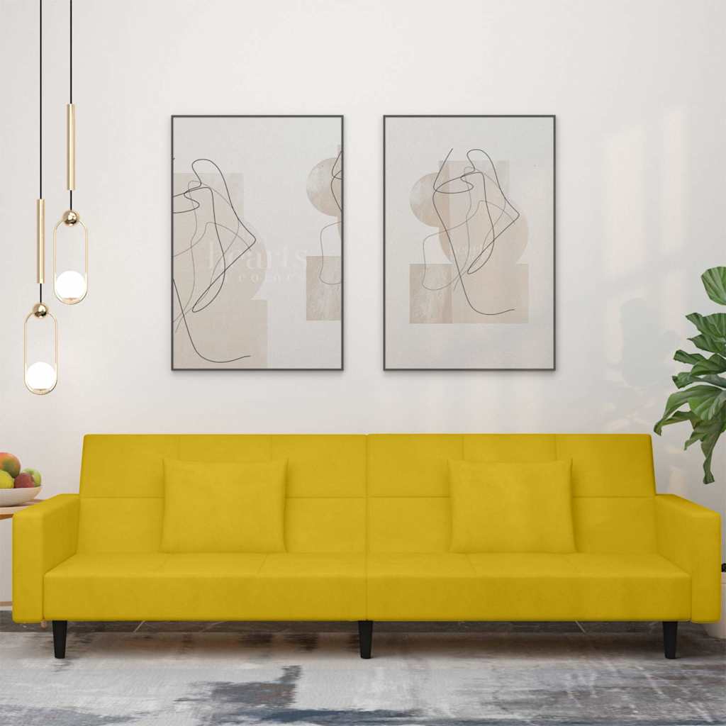 JUNG Vida Schlafsofa 2-Sitzer mit 2 Kissen Gelb Samt