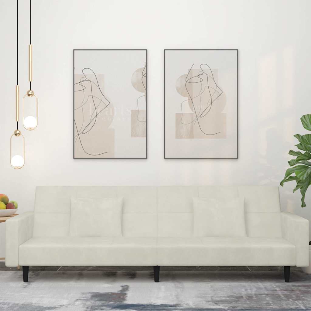JUNG Vida Schlafsofa 2-Sitzer mit 2 Kissen Creme Samt