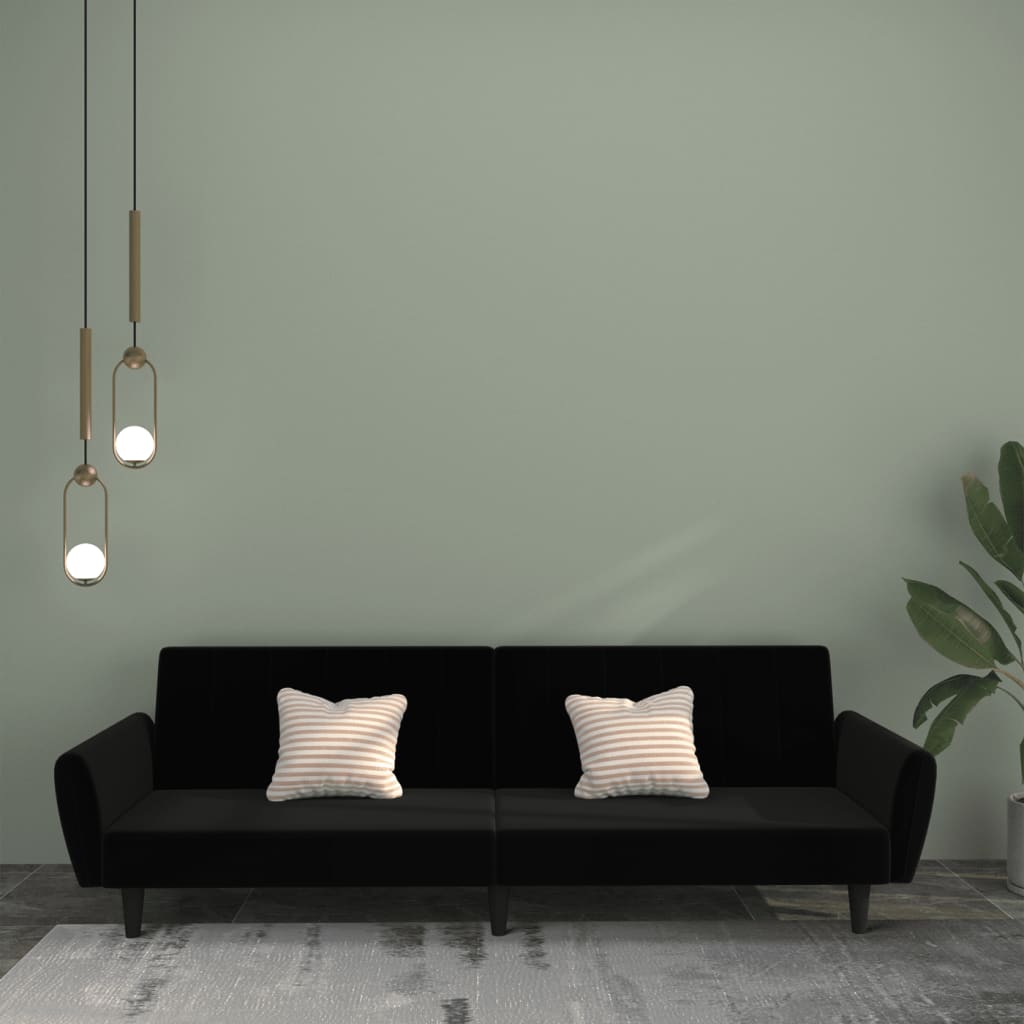 JUNG Vida Schlafsofa 2-Sitzer Schwarz Samt