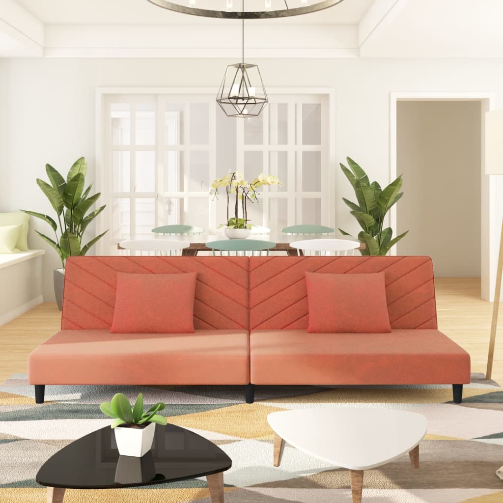 JUNG Vida Schlafsofa 2-Sitzer mit 2 Kissen Rosa Samt