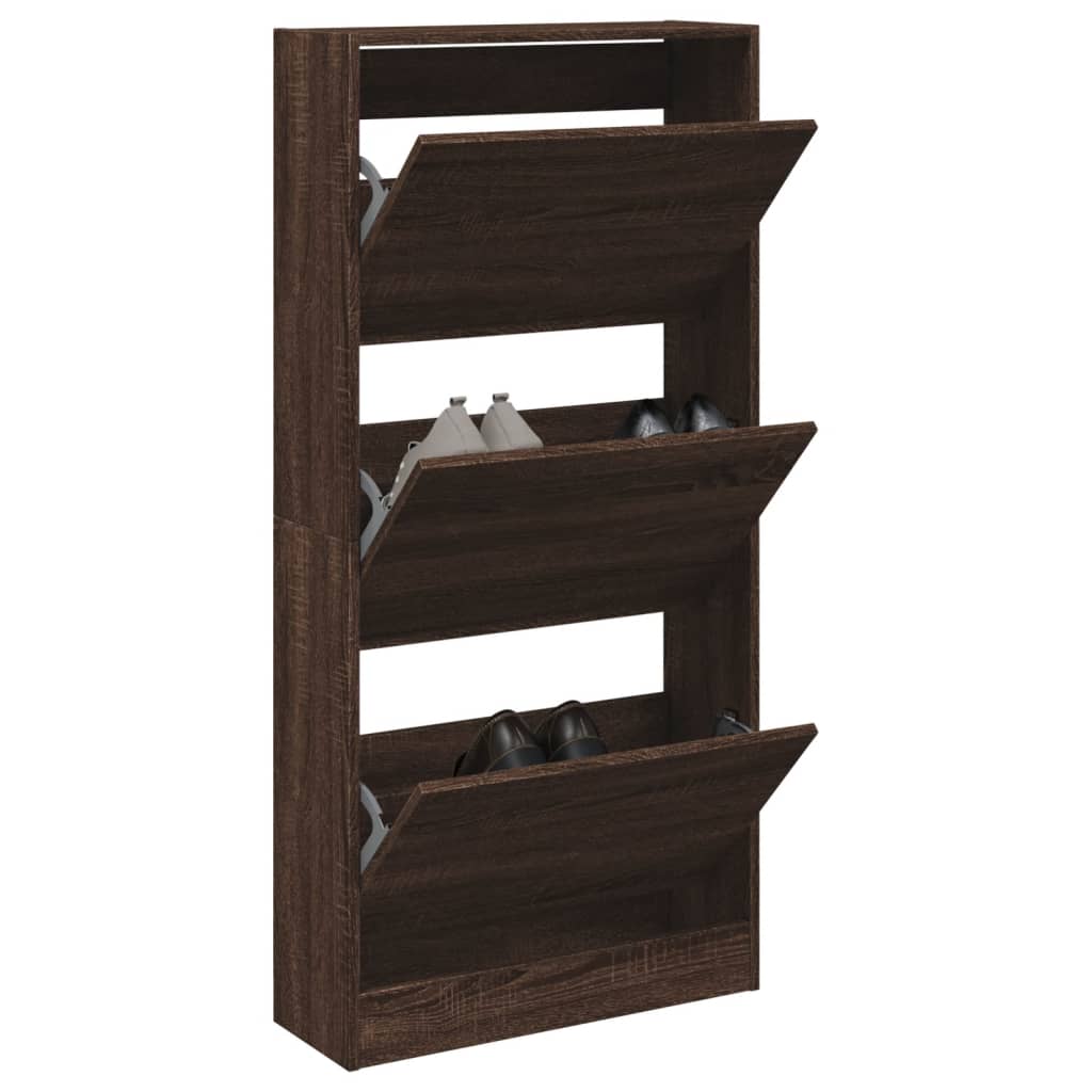 JUNG Vida Schuhschrank Braun Eichen-Optik 60x21x125,5 cm Holzwerkstoff
