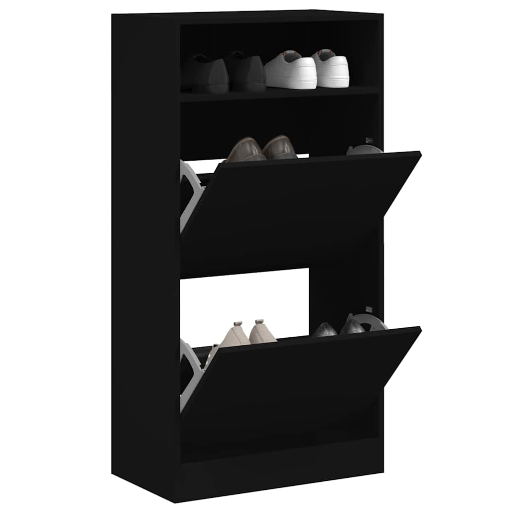 JUNG Vida Schuhschrank Schwarz 60x34x116 cm Holzwerkstoff