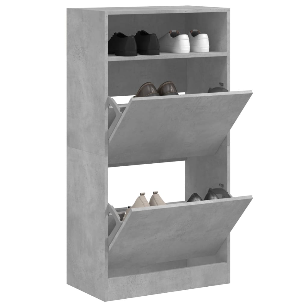 JUNG Vida Schuhschrank Betongrau 60x34x116 cm Holzwerkstoff