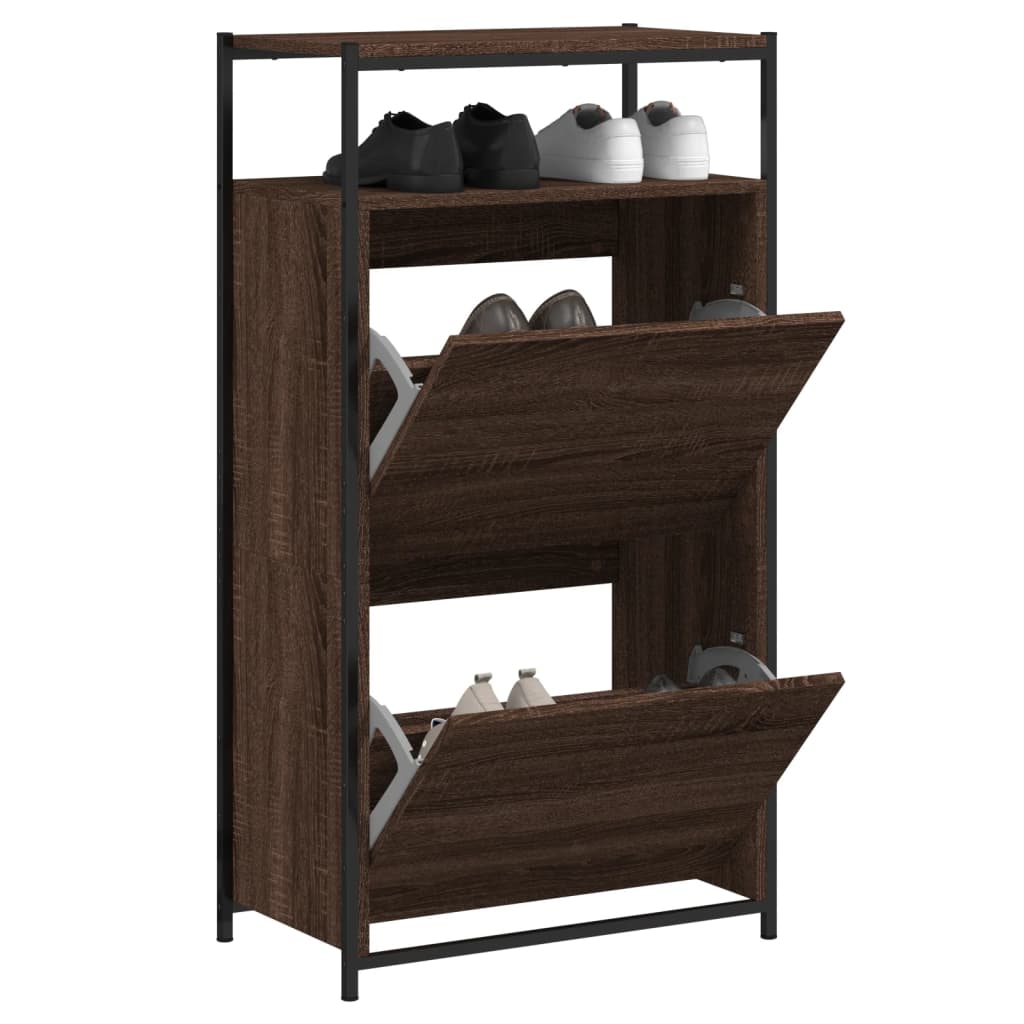 JUNG Vida Schuhschrank Braun Eichen-Optik 60x34x112 cm Holzwerkstoff