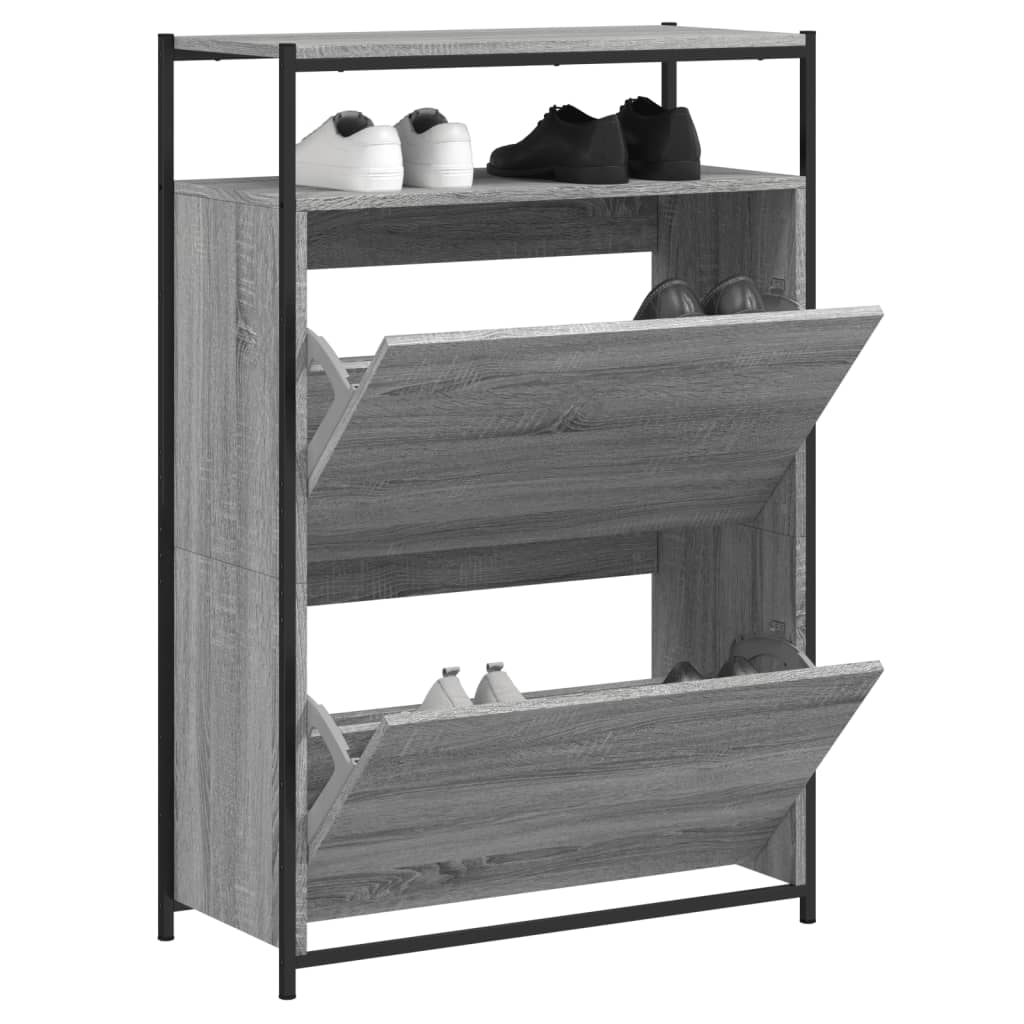 JUNG Vida Schuhschrank Grau Sonoma 75x34x112 cm Holzwerkstoff
