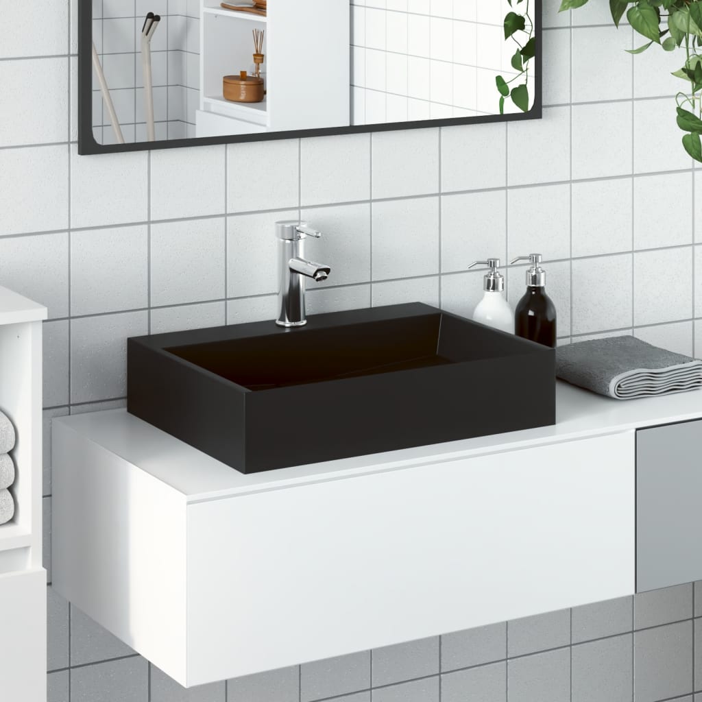 JUNG Vida Waschbecken 50x38x11 cm Mineralguss/Marmorguss Mattschwarz
