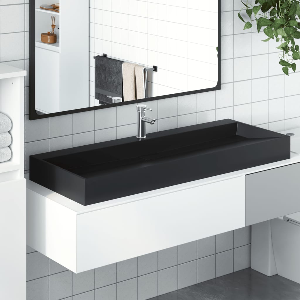 JUNG Vida Waschbecken 120x46x11 cm Mineralguss/Marmorguss Mattschwarz