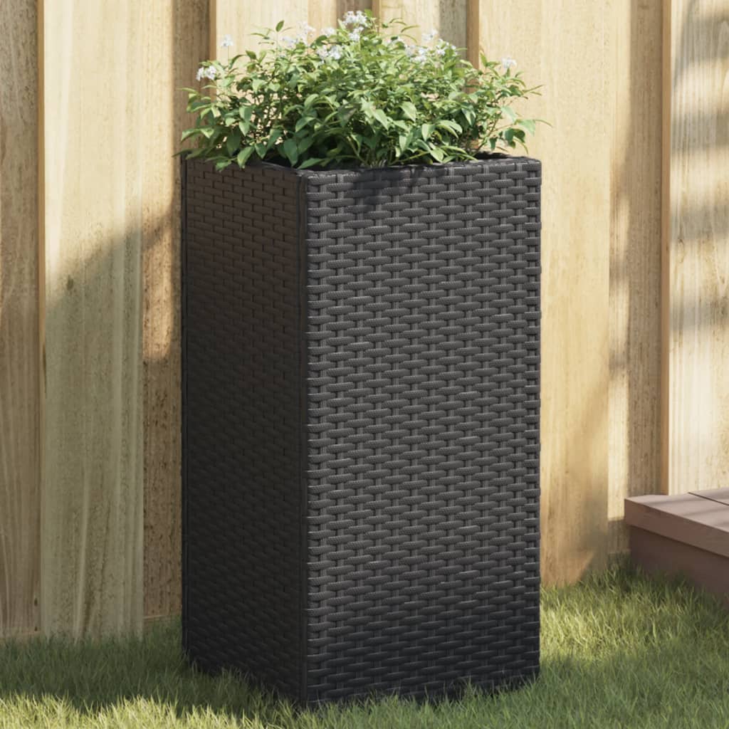 JUNG Vida Pflanzkübel Schwarz 30x30x60 cm Poly Rattan
