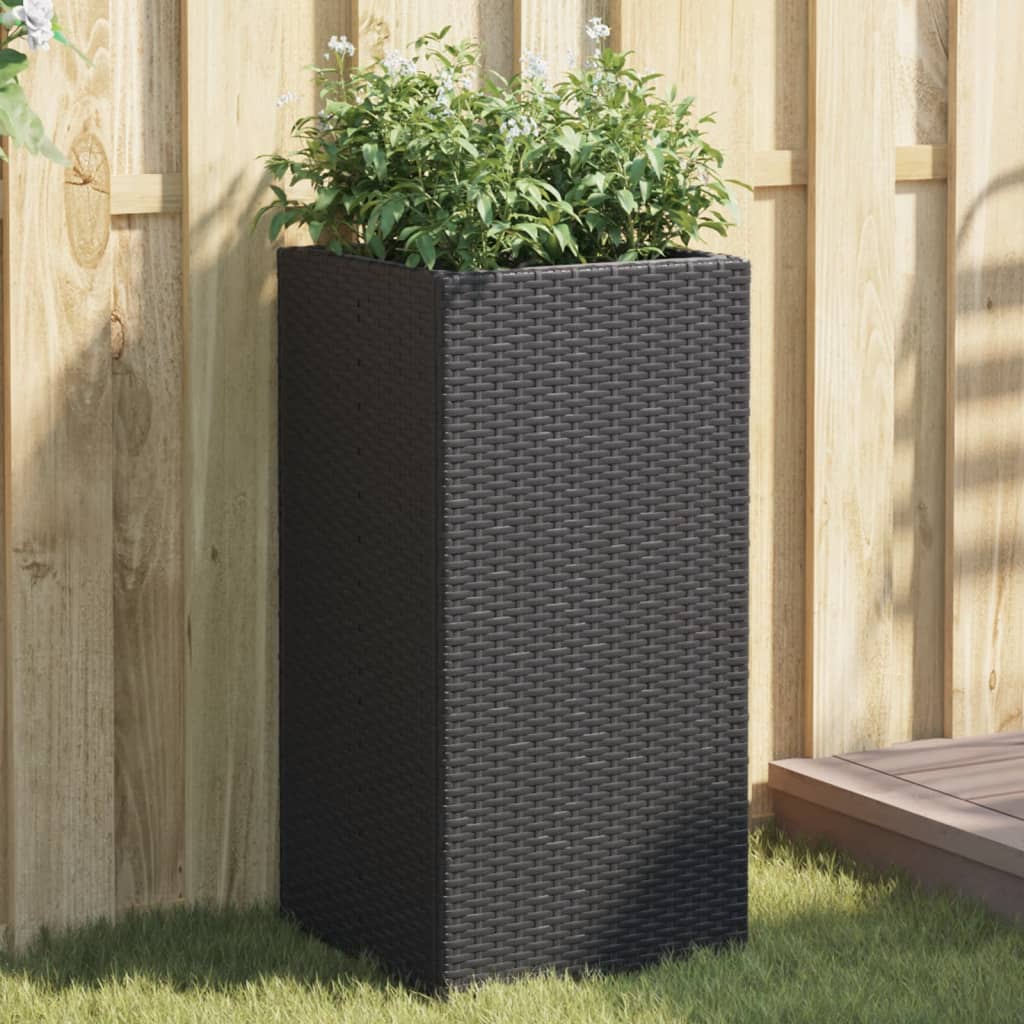 JUNG Vida Pflanzkübel Schwarz 40x40x80 cm Poly Rattan