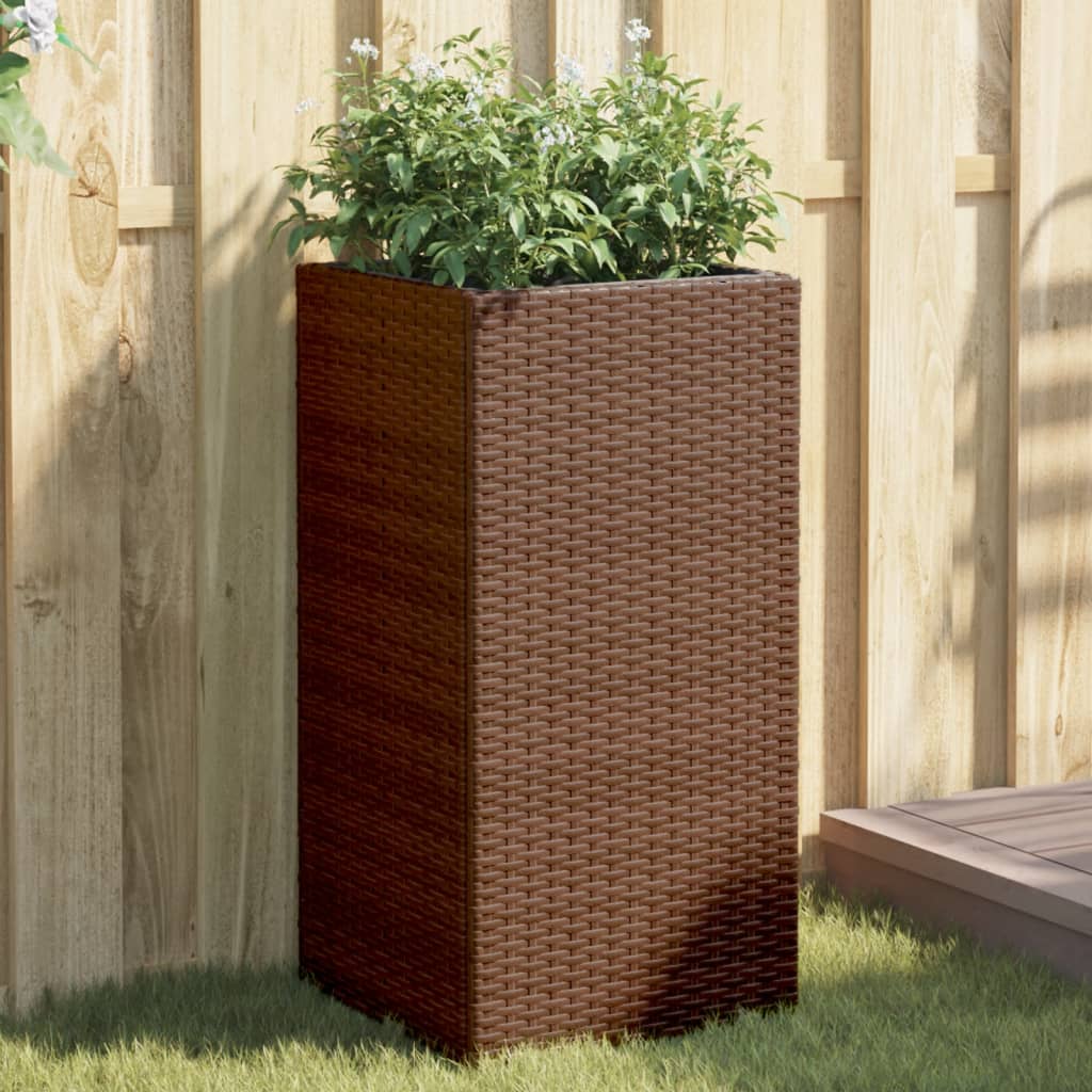JUNG Vida Pflanzkübel Braun 40x40x80 cm Poly Rattan