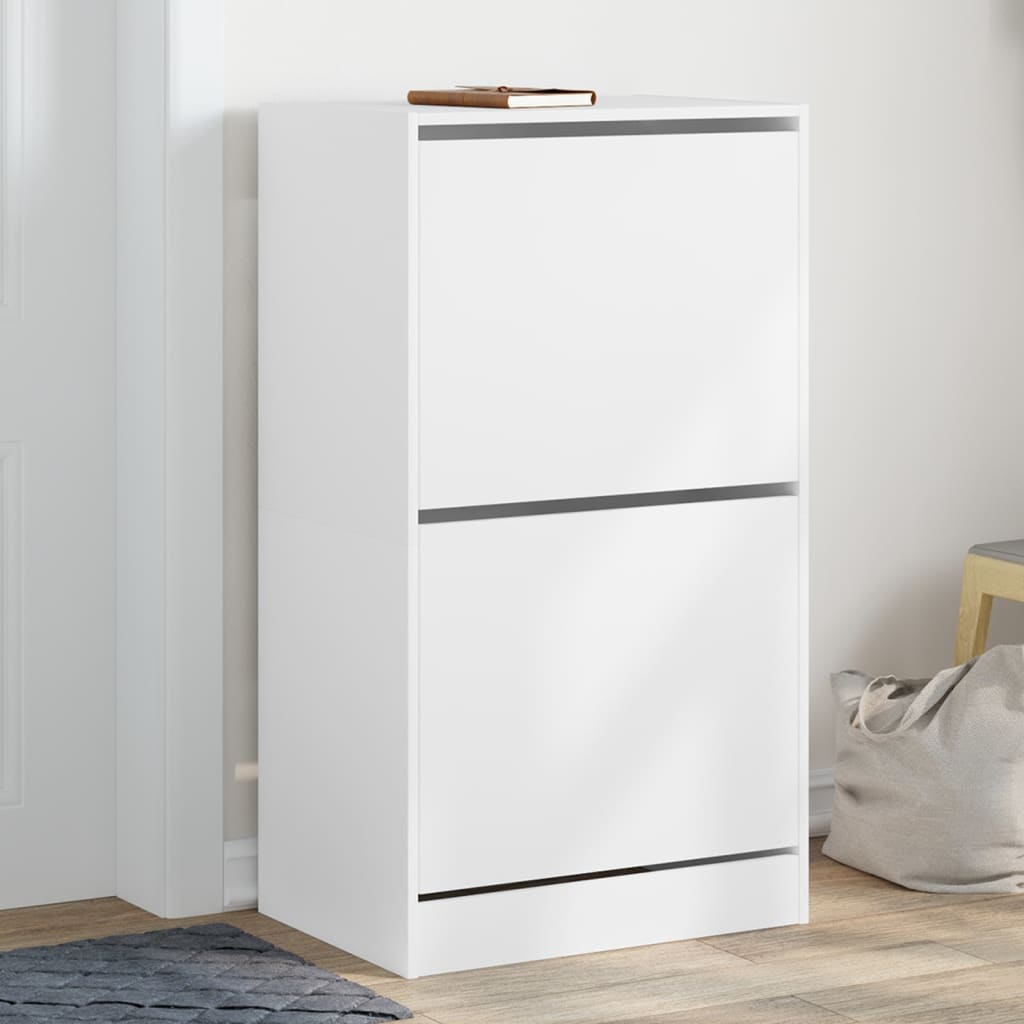 JUNG Vida Schuhschrank mit 2 Klappen Weiß 60x42x108 cm