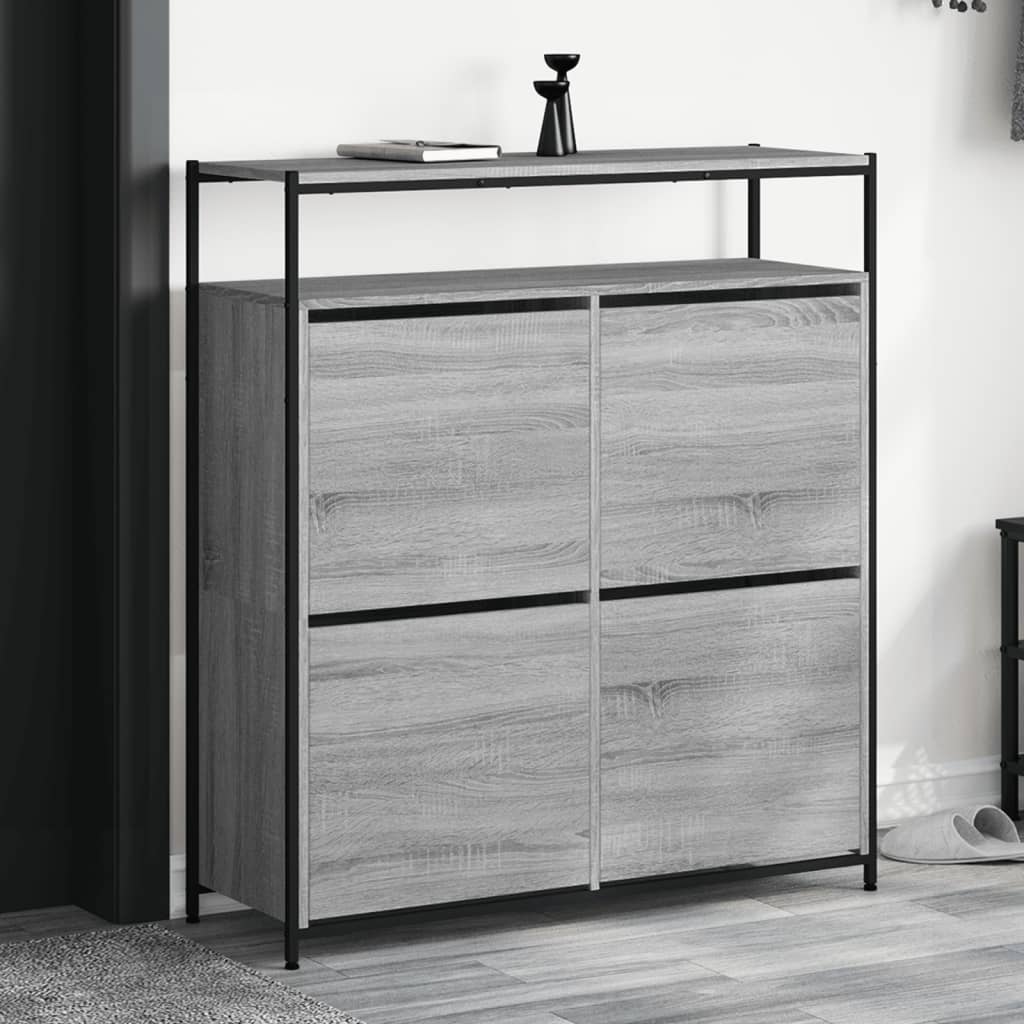 JUNG Vida Schuhschrank mit 4 Klappen Grau Sonoma 100x34x112 cm