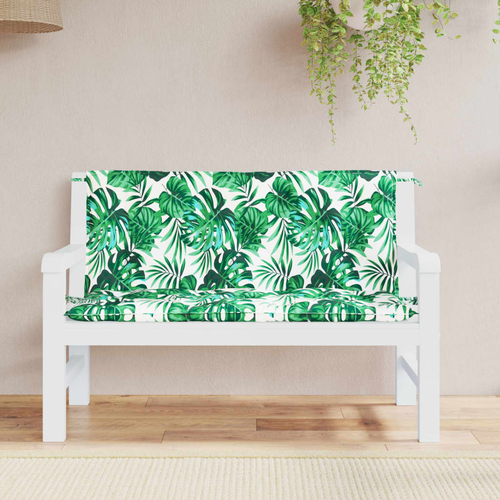 JUNG Vida Gartenbank-Auflagen 2 Stk. Blattmuster 120x50x7cm Oxford-Gewebe