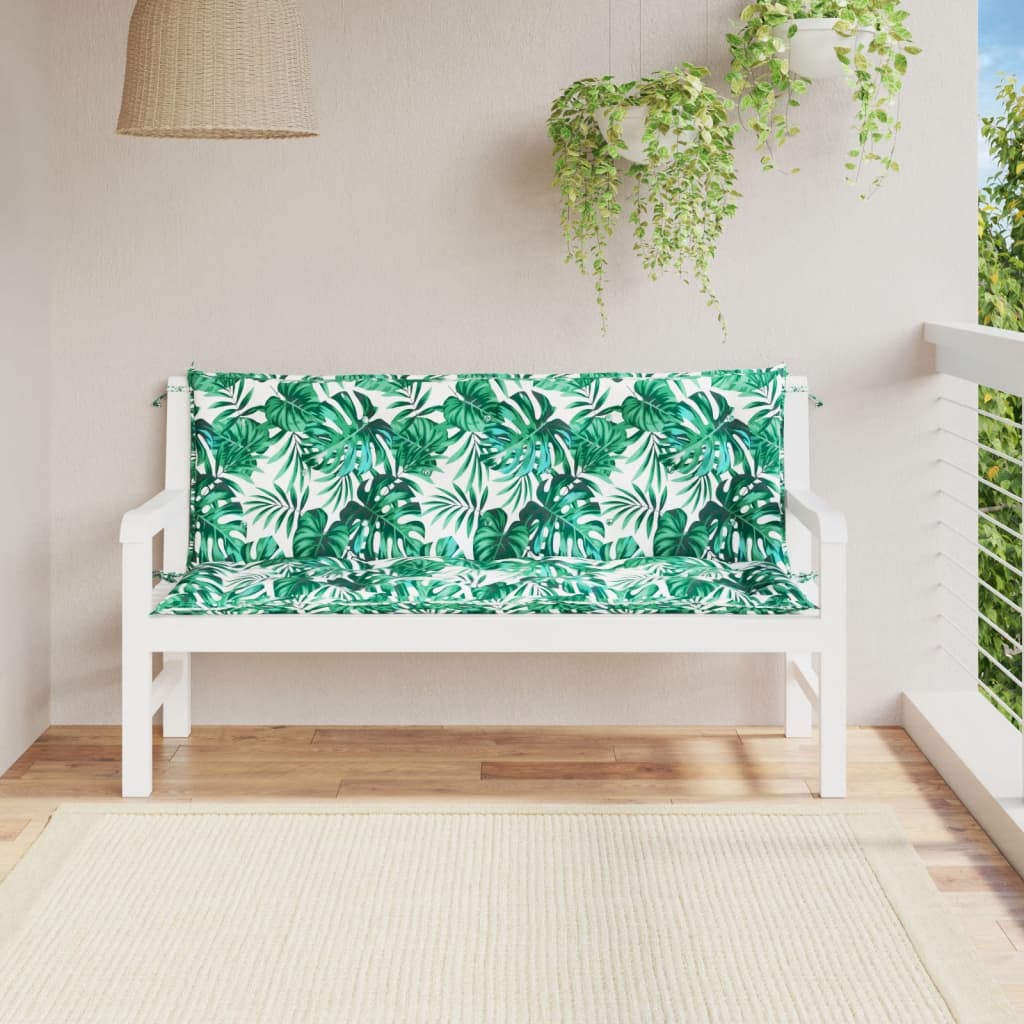 JUNG Vida Gartenbank-Auflagen 2 Stk. Blattmuster 150x50x7cm Oxford-Gewebe