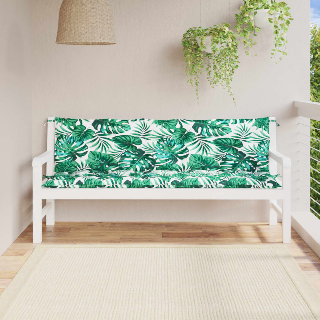 JUNG Vida Gartenbank-Auflagen 2 Stk. Blattmuster 180x50x7cm Oxford-Gewebe