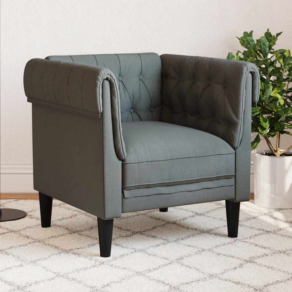 JUNG Vida Chesterfield-Sessel Dunkelgrau Stoff
