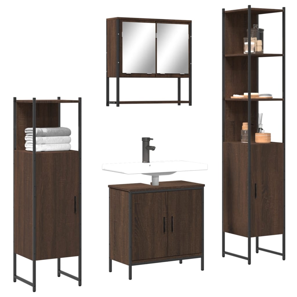 JUNG Vida 4-tlg. Badmöbel-Set Braun Eichen-Optik Holzwerkstoff