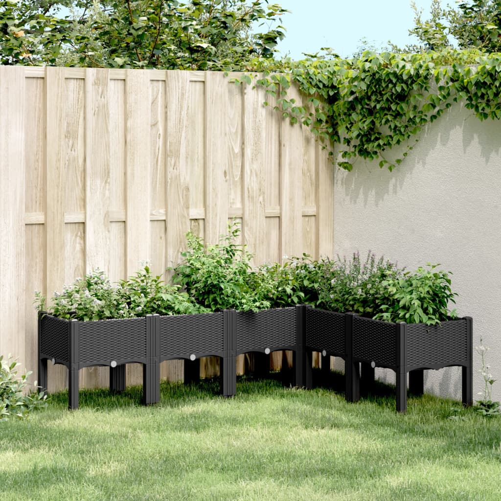 JUNG Vida Pflanzkasten mit Beinen Schwarz 160x120x42 cm PP