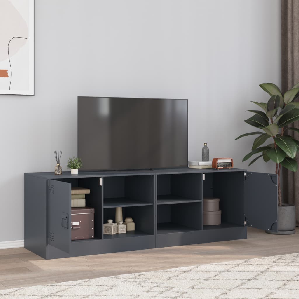 JUNG Vida TV-Schränke 2 Stk. Anthrazit 67x39x44 cm Stahl