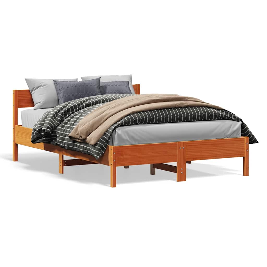 JUNG Vida Massivholzbett ohne Matratze Wachsbraun 160x200 Kiefernholz