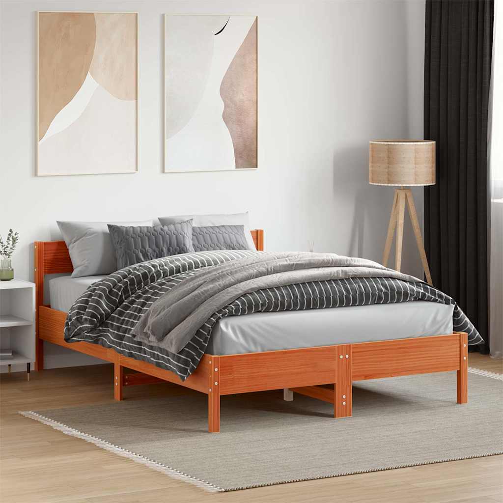 JUNG Vida Massivholzbett ohne Matratze Wachsbraun 120x190 cm Kiefernholz