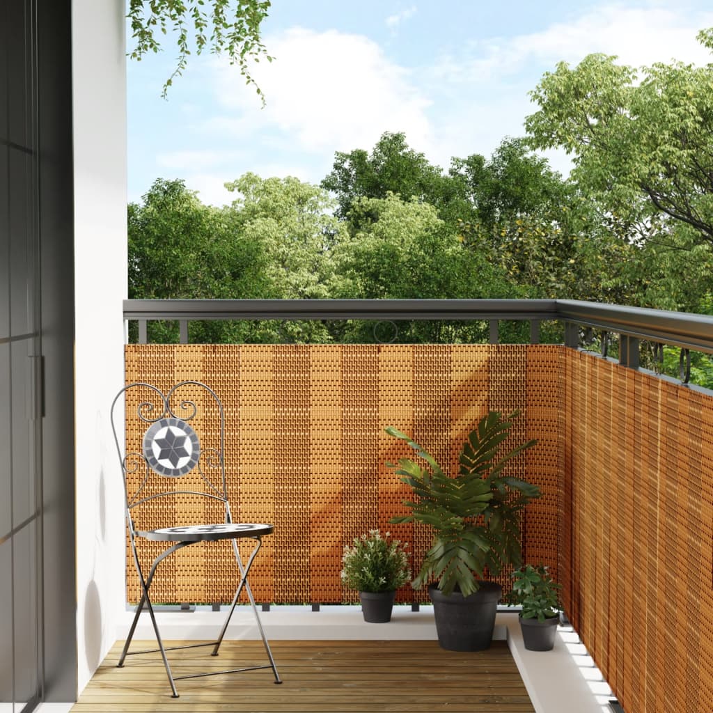 JUNG Vida Balkon-Sichtschutz Hellbraun 400x80 cm Poly Rattan