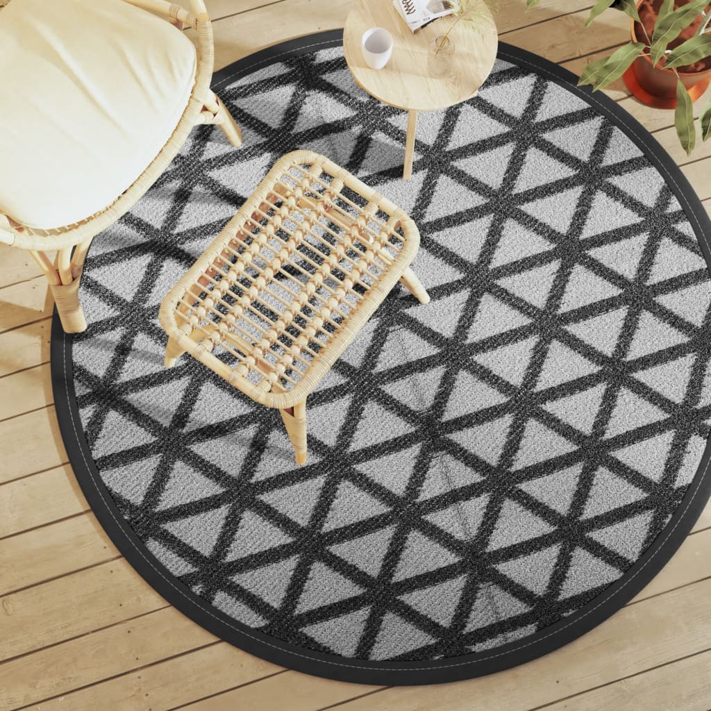 JUNG Vida Outdoor-Teppich ARAKIL Schwarz Ø160 cm PP