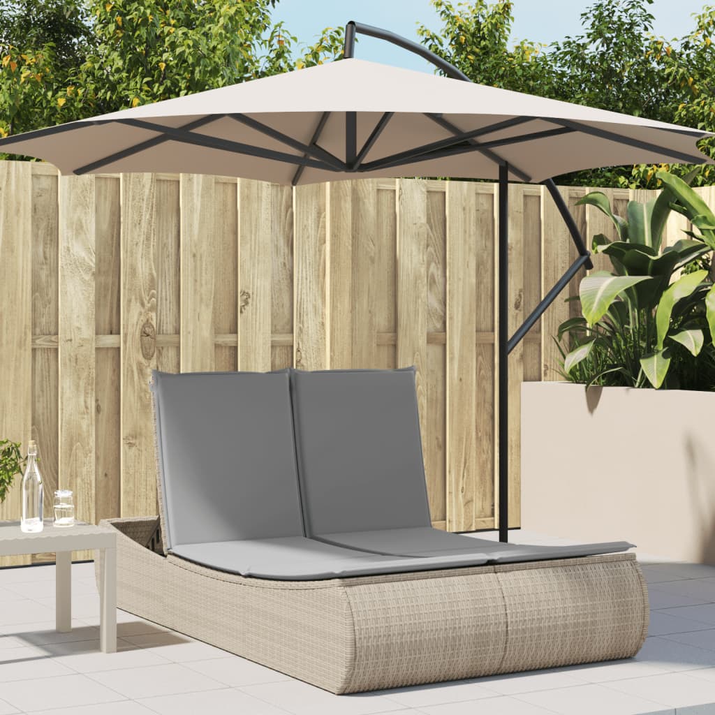 JUNG Vida Doppel-Sonnenliege mit Auflagen Beige Poly Rattan