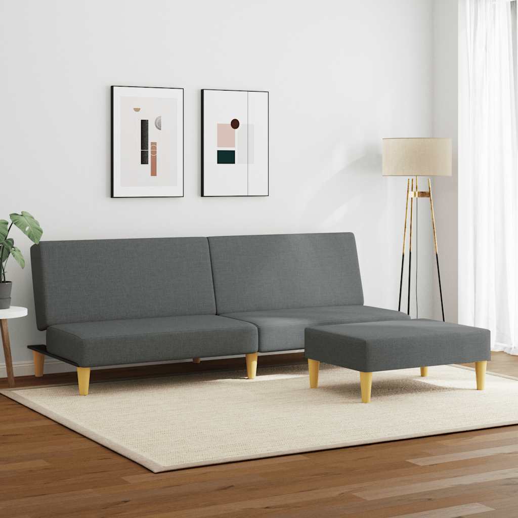 JUNG Vida Schlafsofa 2-Sitzer mit Fußhocker Dunkelgrau Stoff