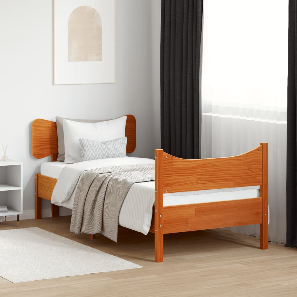 JUNG Vida Massivholzbett ohne Matratze Wachsbraun 75x190 cm Kiefernholz