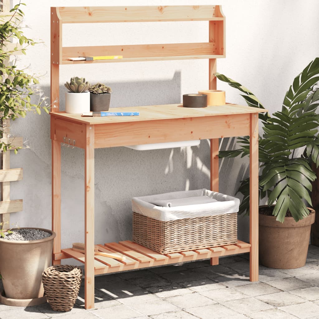 JUNG Vida Pflanztisch mit Waschbecken 147,5x44x139,5 cm Massivholz Tanne