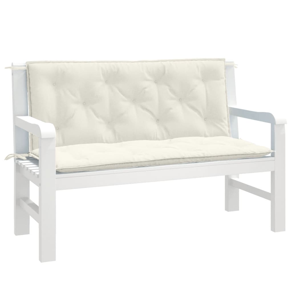JUNG Vida Gartenbank-Auflagen 2 Stk. Melange Creme 120x50x7 cm Stoff