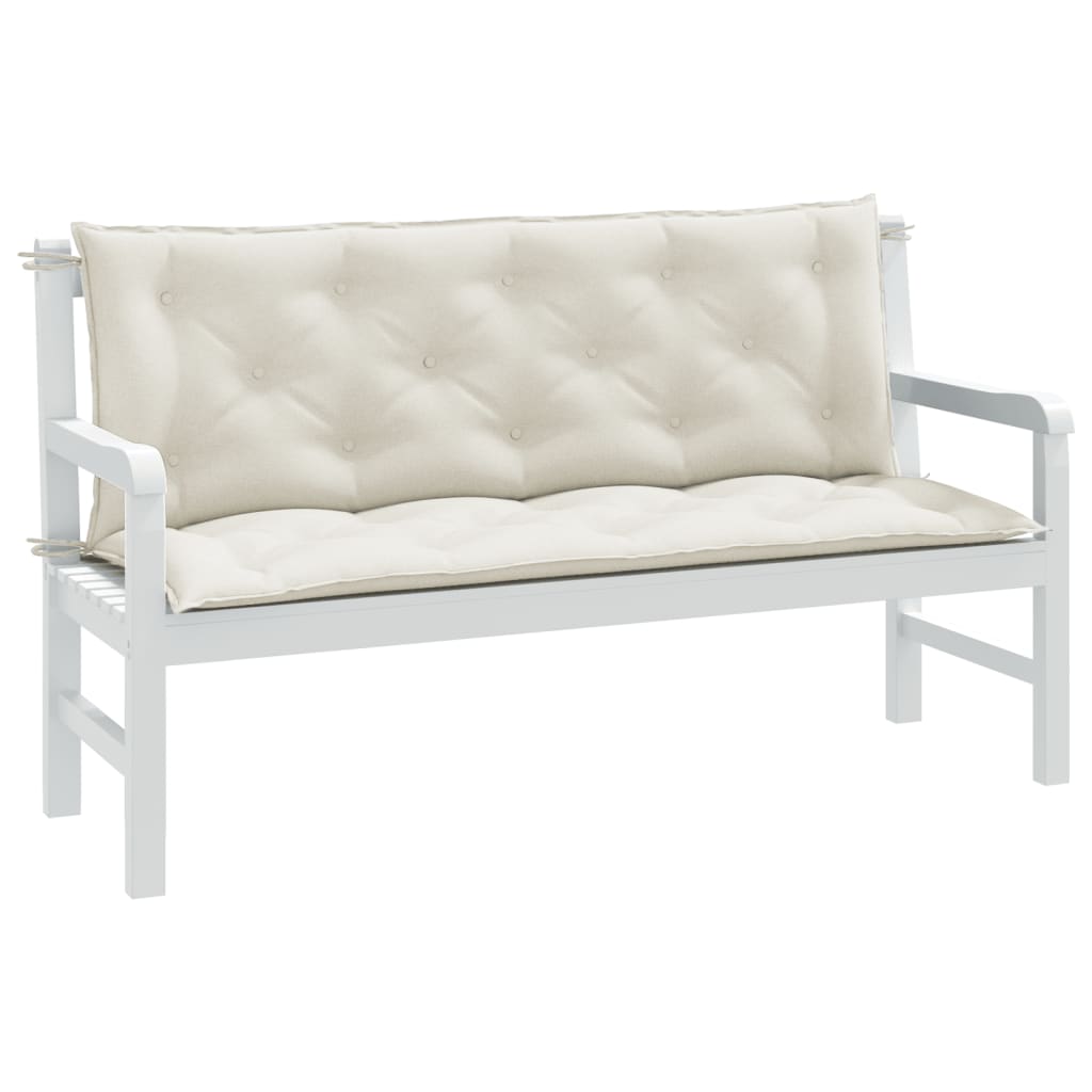 JUNG Vida Gartenbank-Auflagen 2 Stk. Melange Creme 150x50x7 cm Stoff