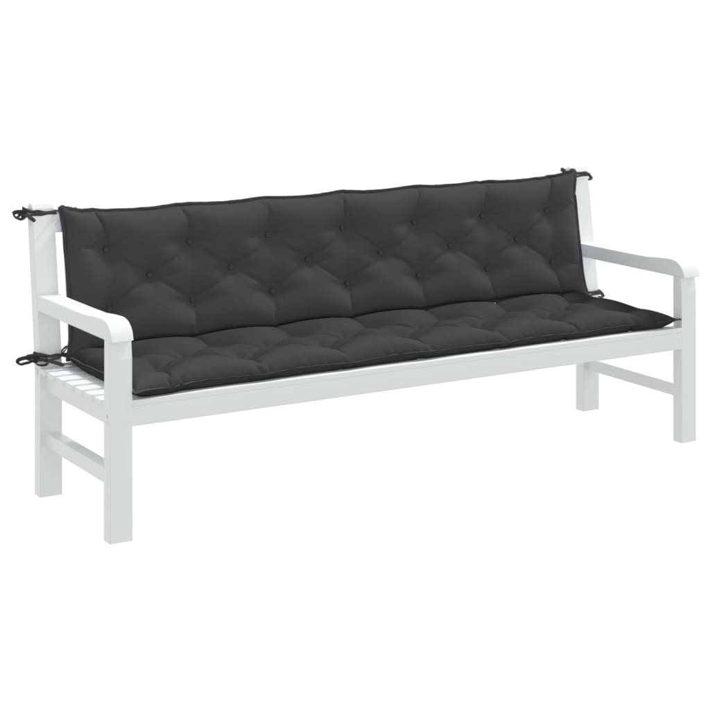 JUNG Vida Gartenbank-Auflagen 2 Stk. Melange Anthrazit 200x50x7 cm Stoff