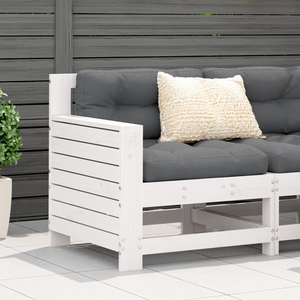 JUNG Vida Gartensofa mit Armlehne Weiß 69x62x70,5 cm Massivholz Kiefer