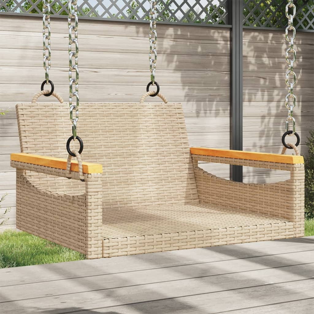 JUNG Vida Hängesessel Beige 63x62x40 cm Poly Rattan