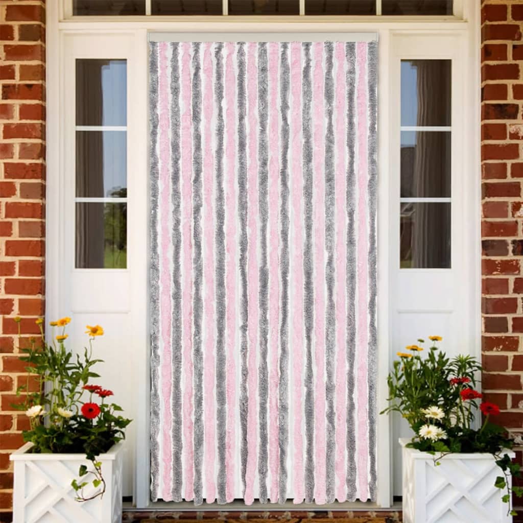 JUNG Vida Fliegenvorhang Silbergrau und Rosa 90x220 cm Chenille