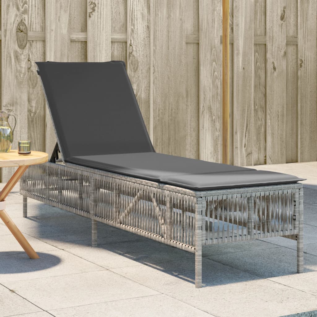 JUNG Vida Sonnenliege mit Auflage Hellgrau Poly Rattan