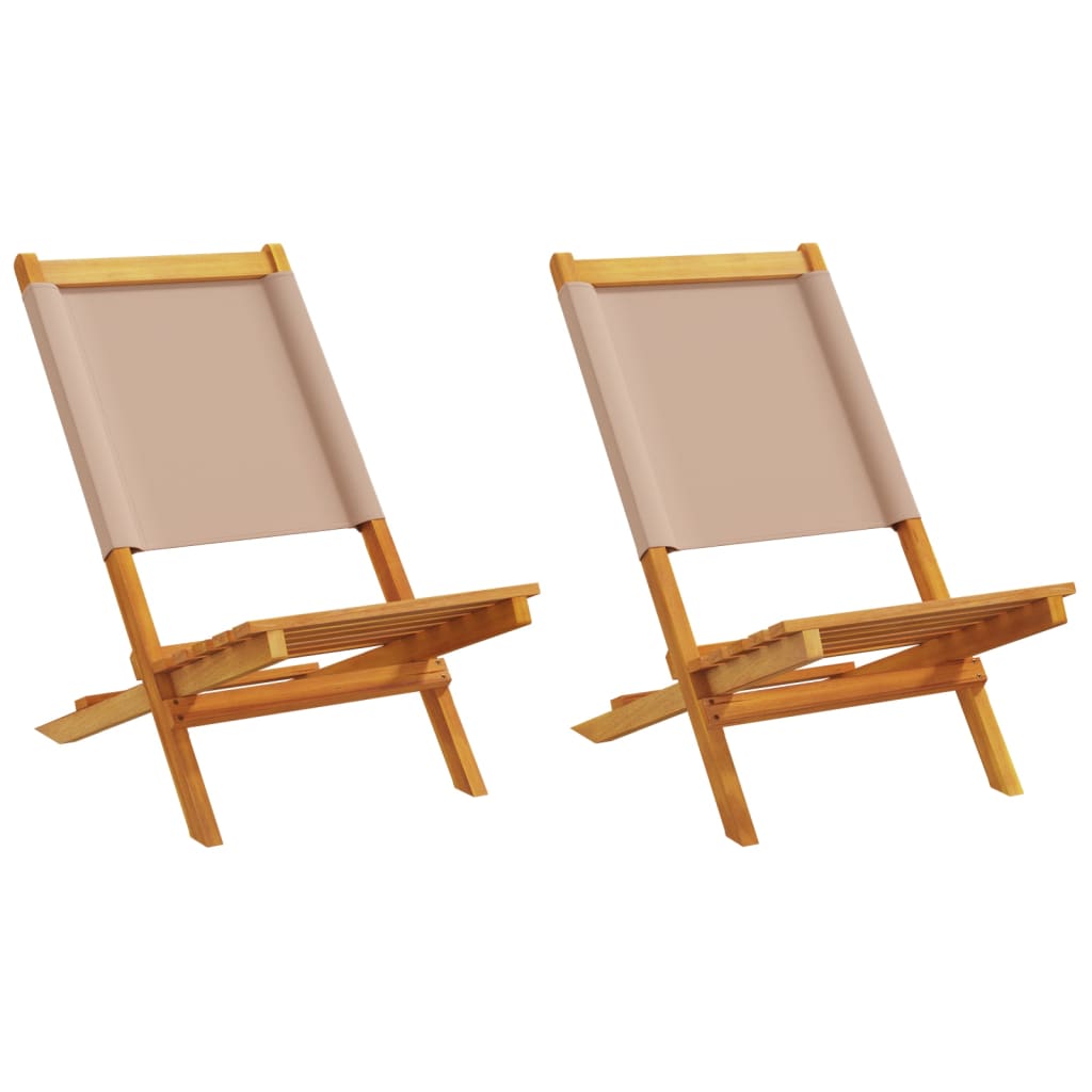 JUNG Vida Gartenstühle 2 Stk. Taupe Massivholz Akazie & Stoff