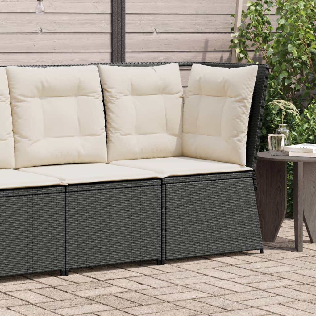 JUNG Vida Garten-Ecksofa mit Kissen Schwarz Poly Rattan