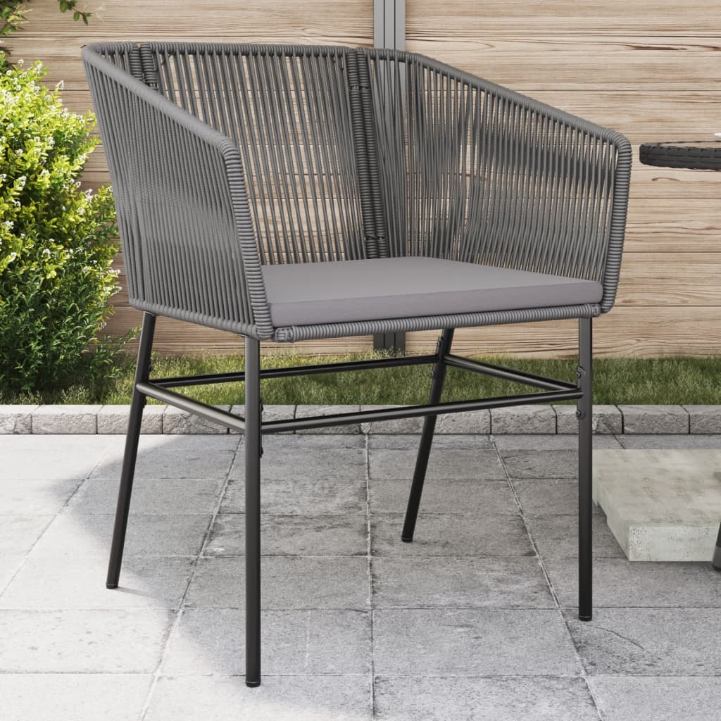 JUNG Vida Gartenstühle 2 Stk. mit Kissen Grau Poly Rattan