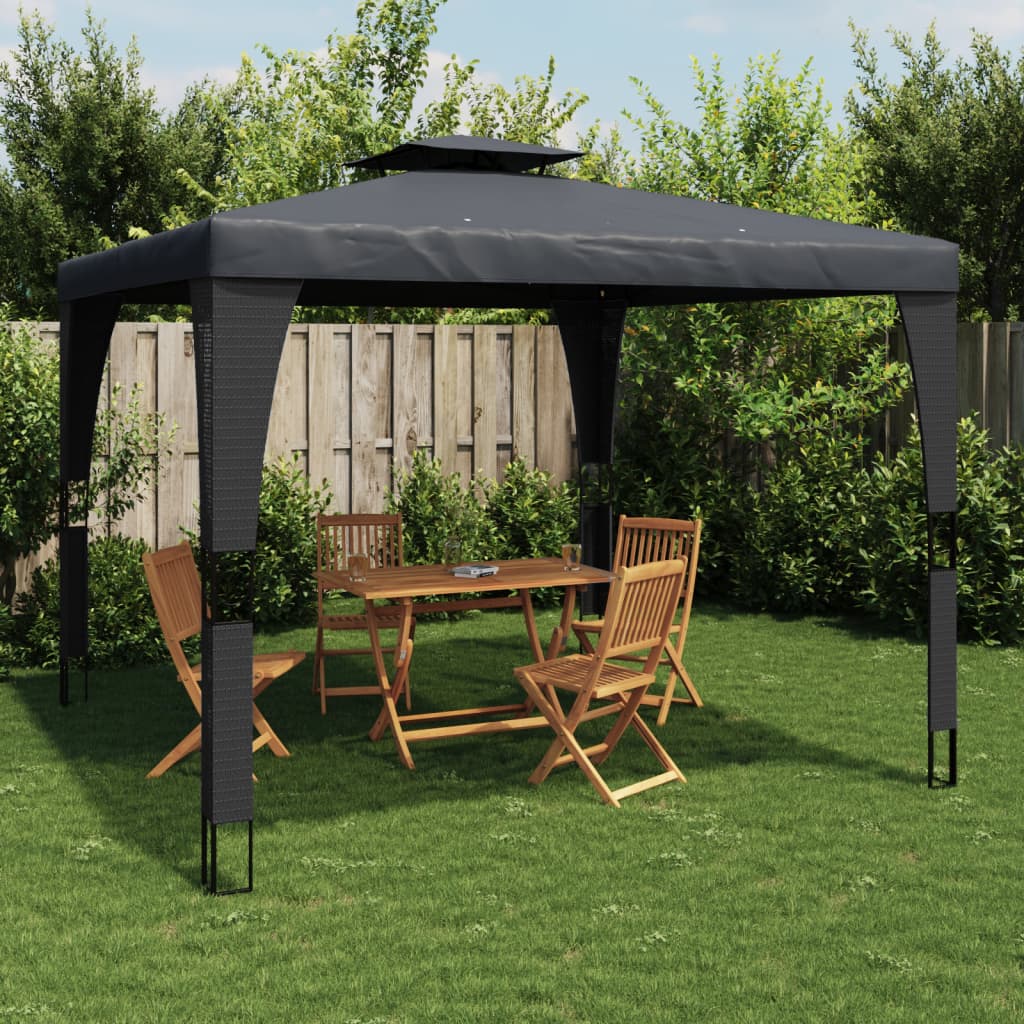 JUNG Vida Pavillon mit Doppeldach Anthrazit 2,98x2,98 m Stahl