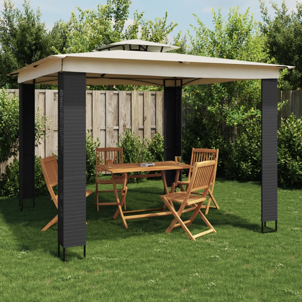 JUNG Vida Pavillon mit Doppeldach Creme 2,94x2,94 m Stahl