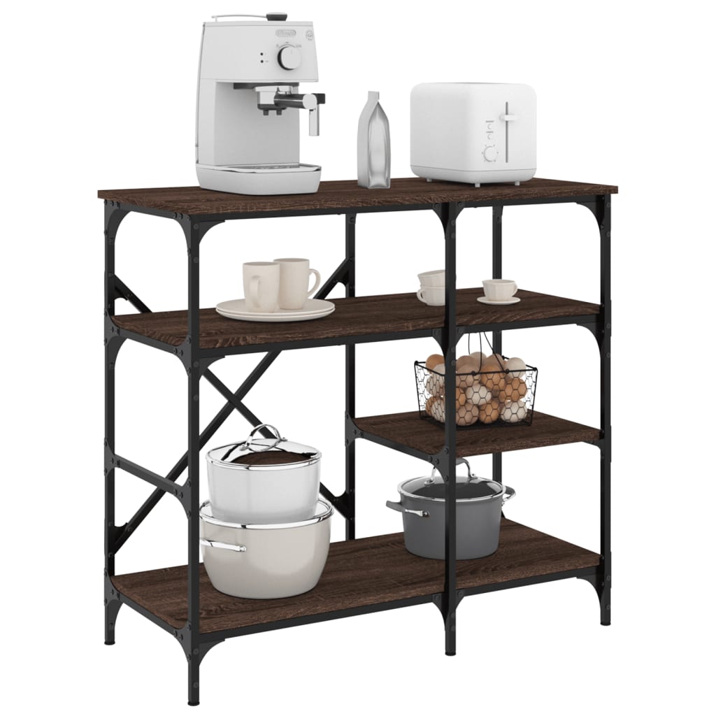 JUNG Vida Bäckerregal Braun Eichen-Optik 90x40x84 cm Holzwerkstoff Metall