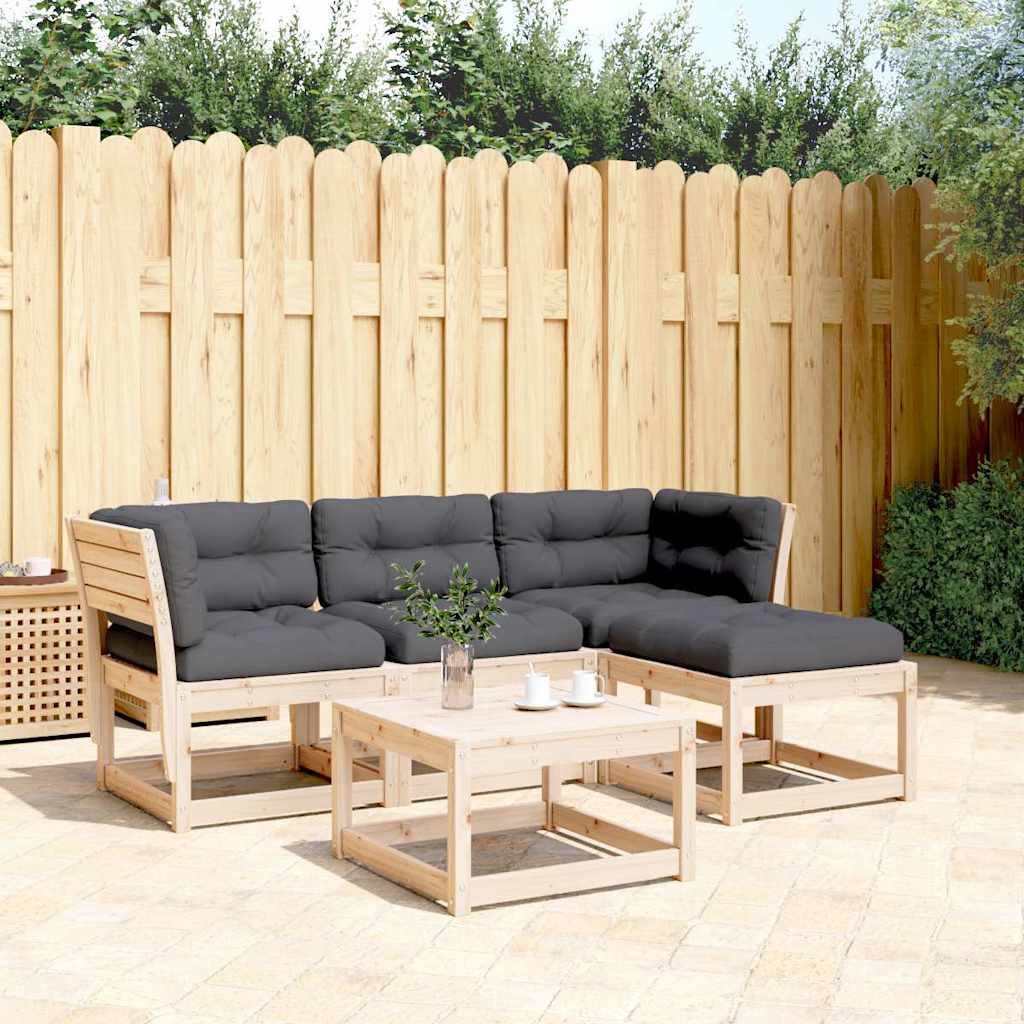 JUNG Vida 4-tlg. Garten-Lounge-Set mit Kissen Massivholz Kiefer