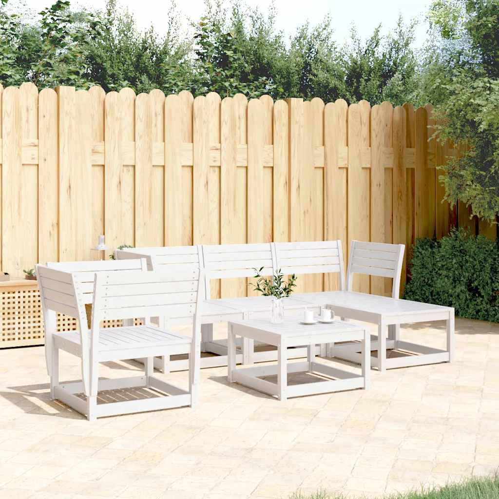 JUNG Vida 5-tlg. Garten-Lounge-Set Weiß Massivholz Kiefer